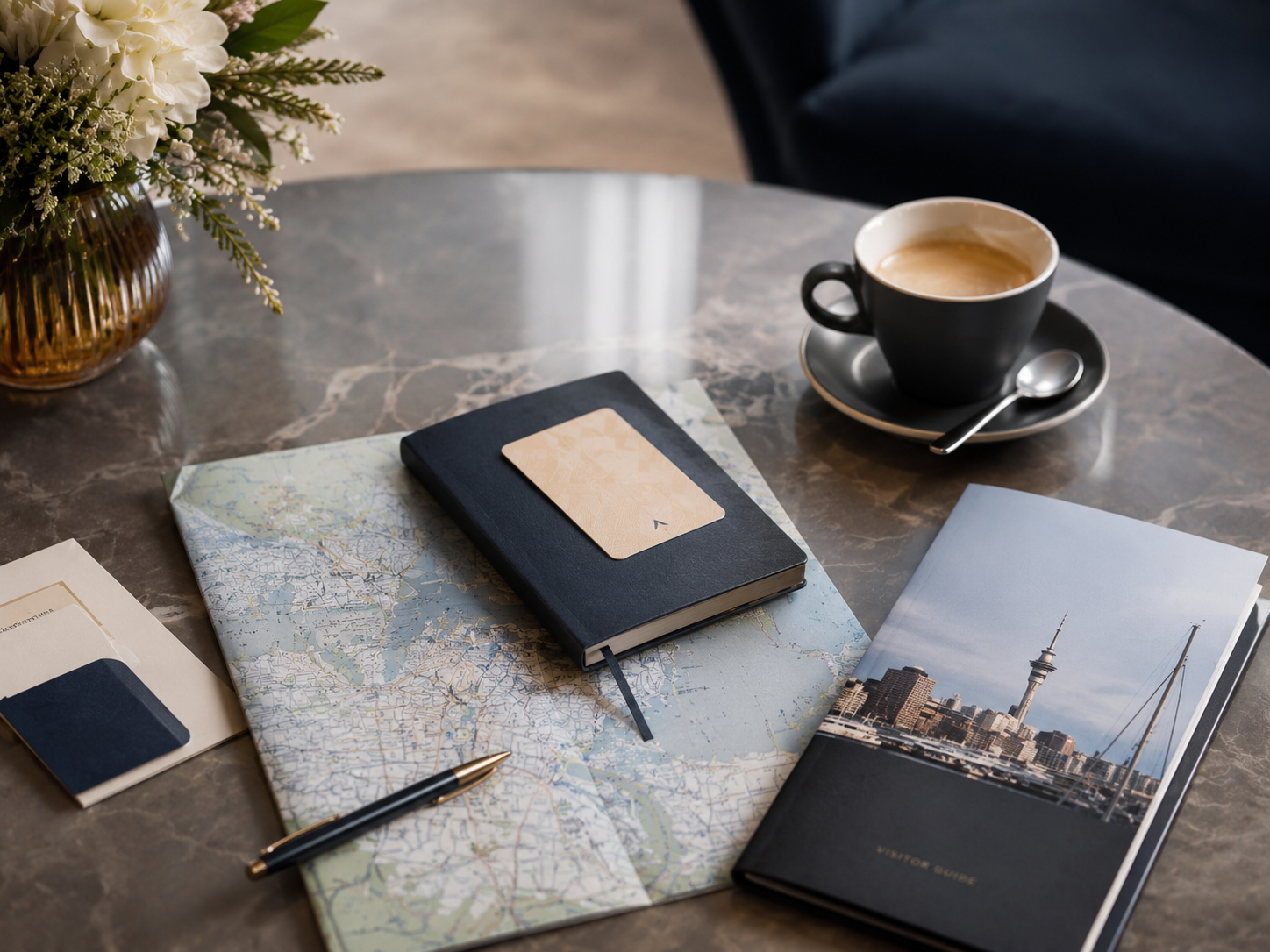 Auckland visitor guide and map arranged for a hotel stay