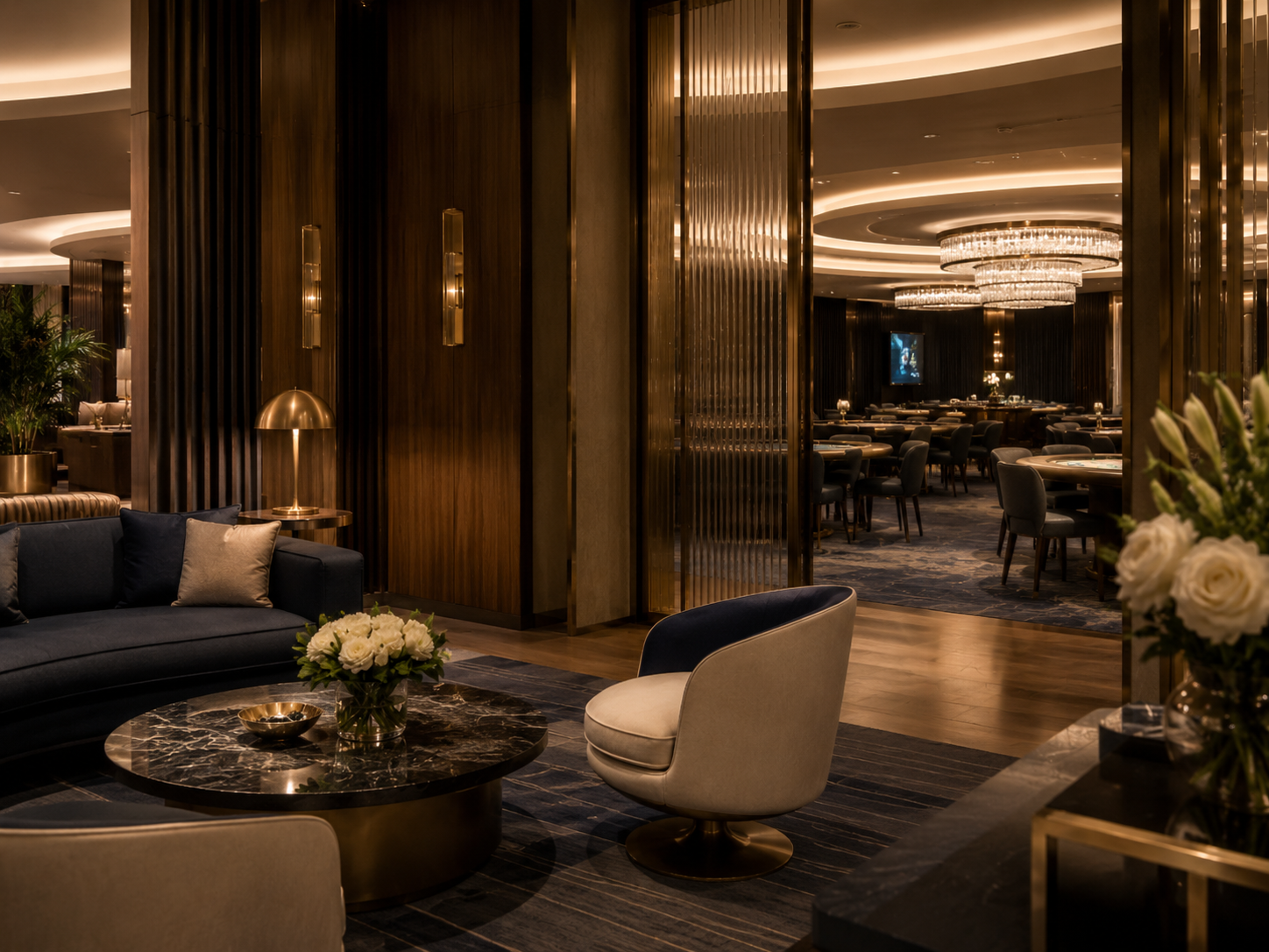 Discreet adults-only lounge connected to the separate casino hall